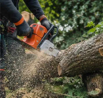 Photo d’illustration : coupe de bois pendant un chantier arboricole