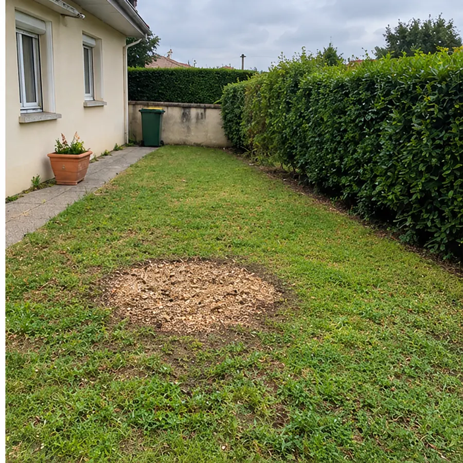 Photo d’illustration : sol après rognage d’une souche