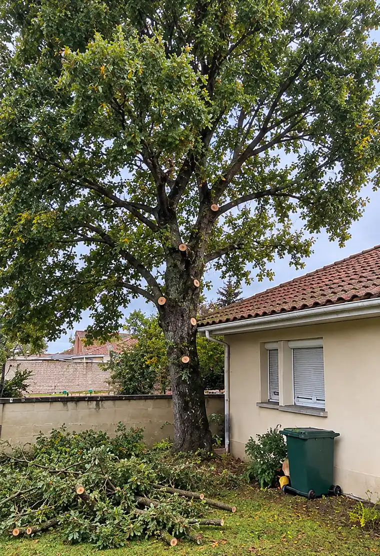Photo d’illustration : le même jardin après l’élagage du chêne